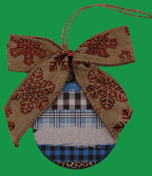 3 inch round with card stock and ribbon